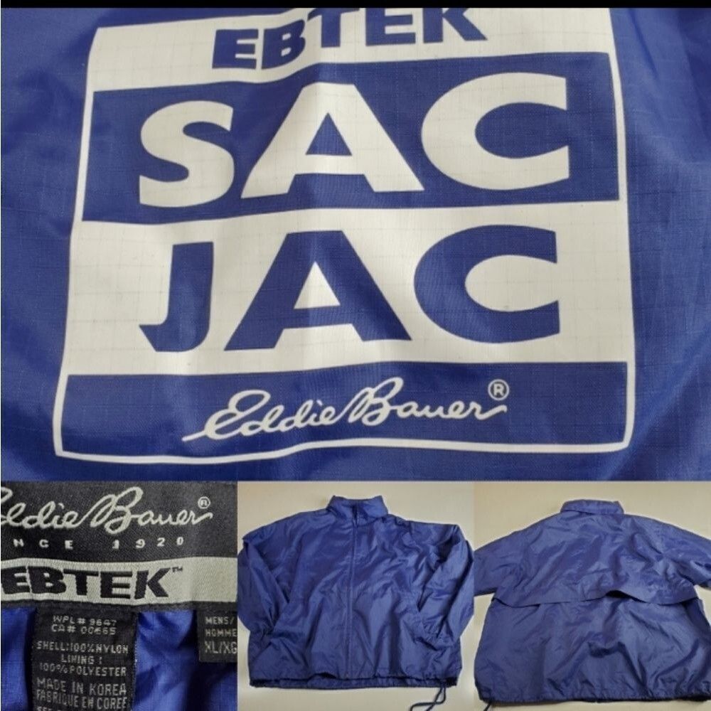 XL EDDIE BAUER SAC JAC MEN'S WINDBREAKER blue JACKET extra large